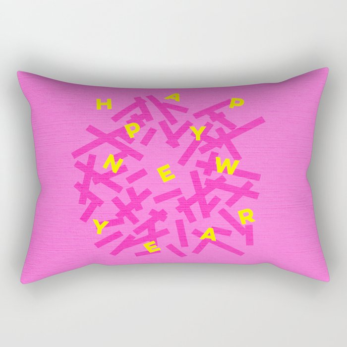 A Bright Happy New Year . Pink & Yellow Rectangular Pillow