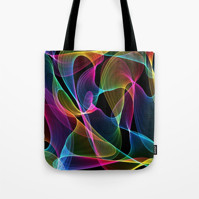Black Rainbow Colorful Abstract Tote Bag By Payless