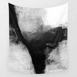 Black and White Textured Abstract Painting "Delve 1" Wall Tapestry