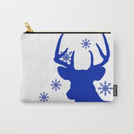 Christmas Royal Cobalt Blue Deer on White Carry-All Pouch