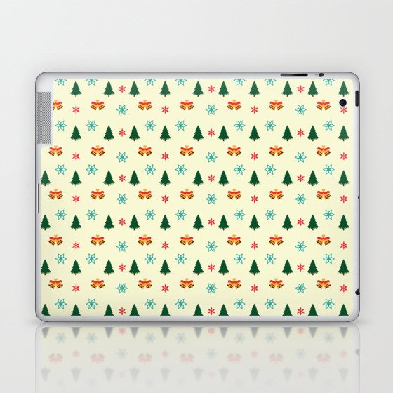Christmas Pattern Tiny Tree Snowflake Bell Laptop & iPad Skin