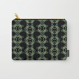 Green square flowers on black Carry-All Pouch