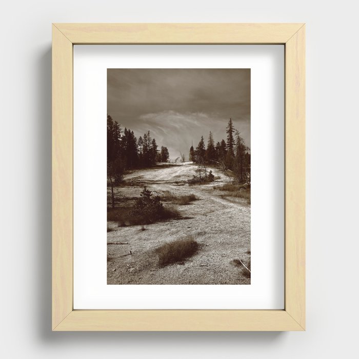 Yellowstone Park - Mountain Slope 2009 Sepia Recessed Framed Print