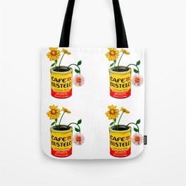 Coffee and Flowers for Breakfast Tote Bag | Curated, Bustelo, Kitchen, Puertorico, Latte, Dahlia, Coffee, Mexico, Drawing, Flowers 