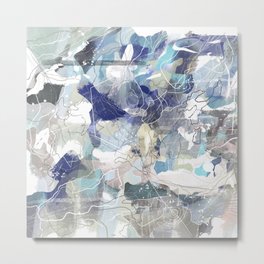 Abstract Map Blue Metal Print