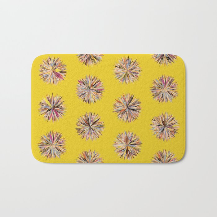 Sunset Poms on Yellow Field Bath Mat