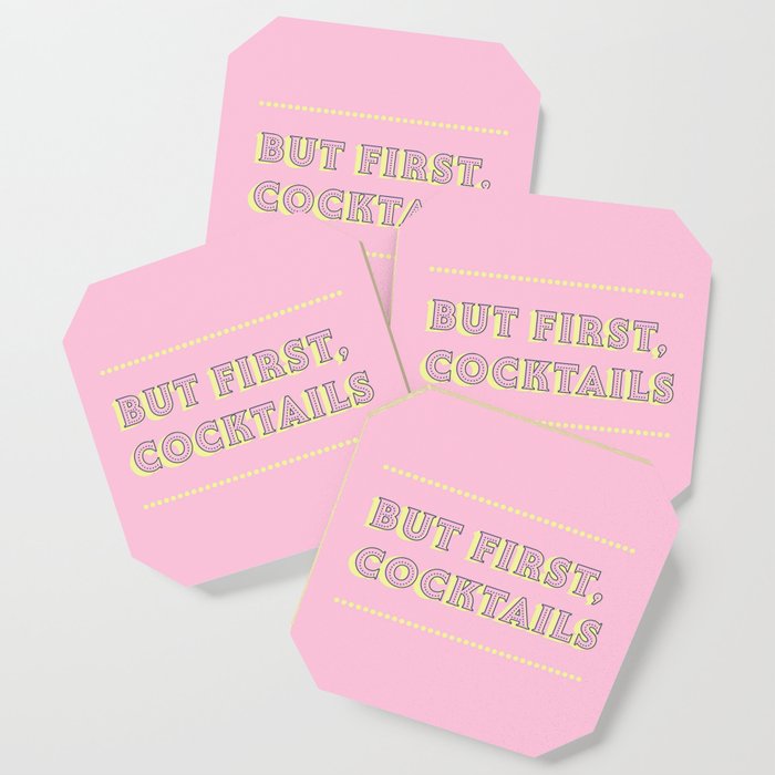 Pastel Pink Party Cocktails Coaster