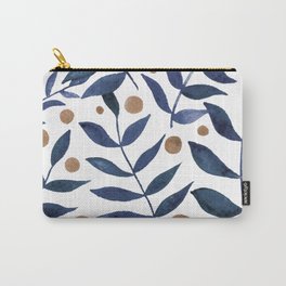 Watercolor berries and branches - indigo and beige Carry-All Pouch