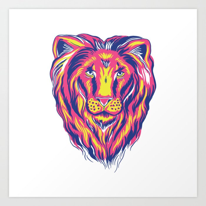 Colorful Lion Art Print by Skowi | Society6
