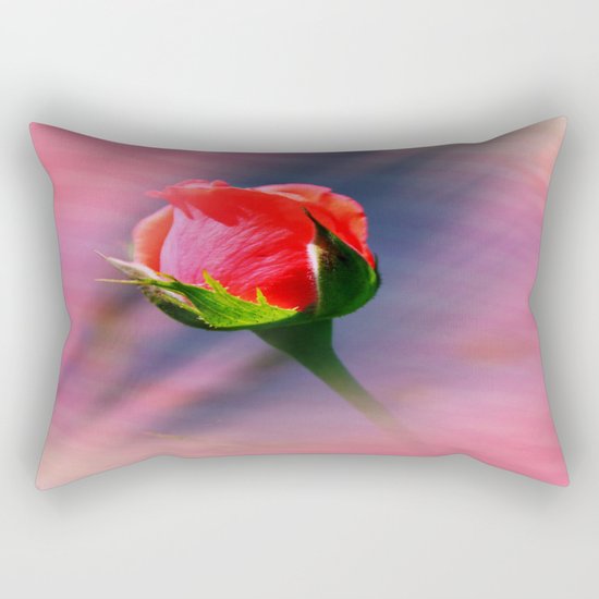 Sunset Rose Bud Rectangular Pillow
