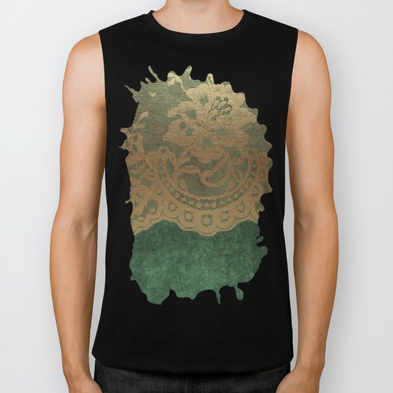 Green Lace Velvet 01 Biker Tank