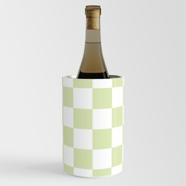 Light Green Checkerboard Pattern Palm Beach Preppy Wine Chiller