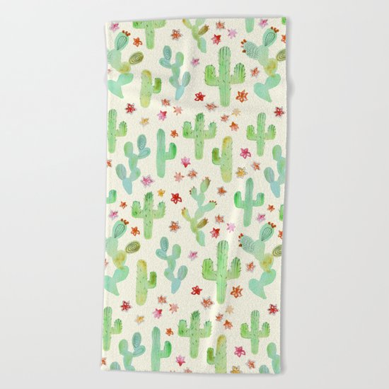 Watercolor Cacti Beach Towel