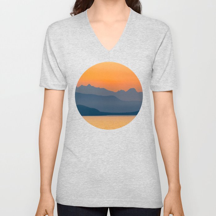Saffron Sunset V Neck T Shirt