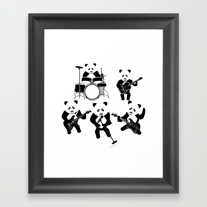 Panda Rock Band Framed Art Print