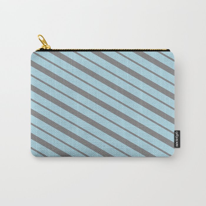 Light Blue and Gray Colored Lined/Striped Pattern Carry-All Pouch