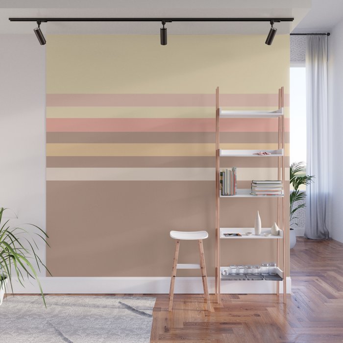 Taina - Nude Retro Stripes Colourful Art Design  Wall Mural