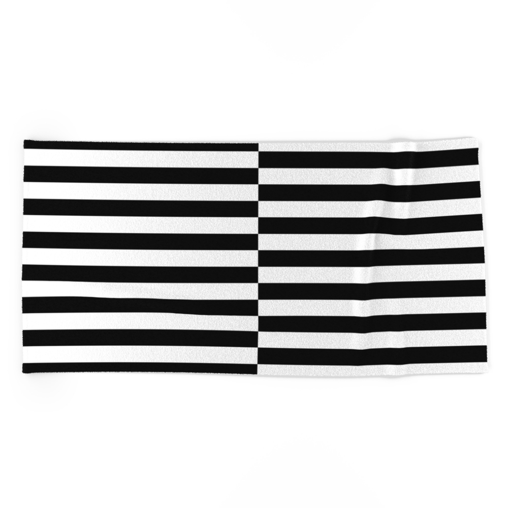 Interlaced (Black-White) Beach Towel by trxjan