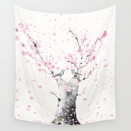 Cherry Blossom Wall Tapestries Society6 Cherry Blossoms And Birds Wall Tapestry
