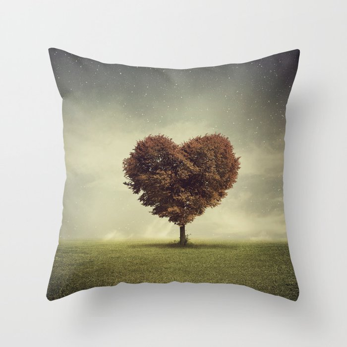 Heart Tree Throw Pillow