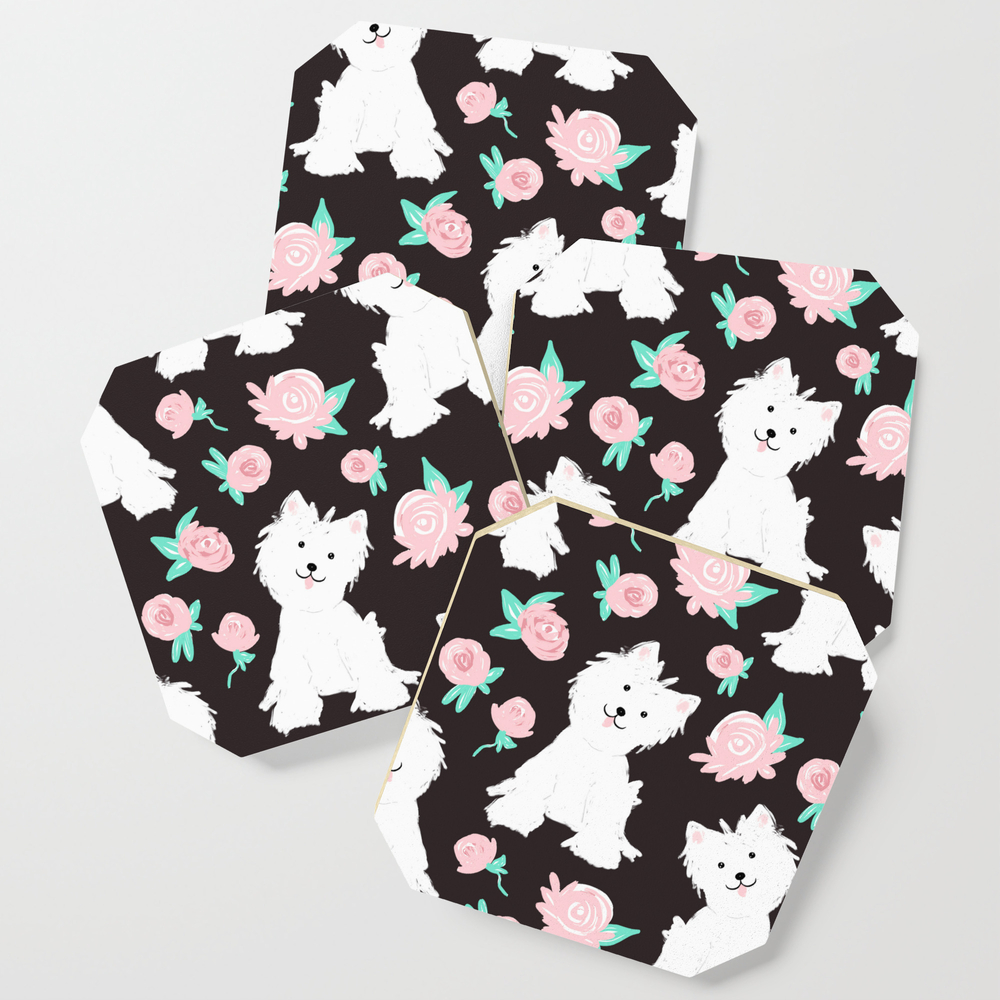 Dogs And Flowers Pattern Coasters by pattern-love