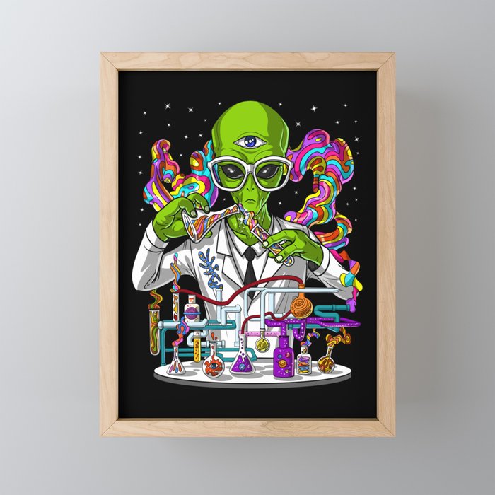 Alien Psychedelic Scientist Framed Mini Art Print