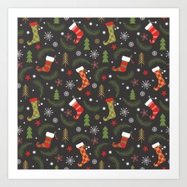 Christmas Stockings Pattern Art Print