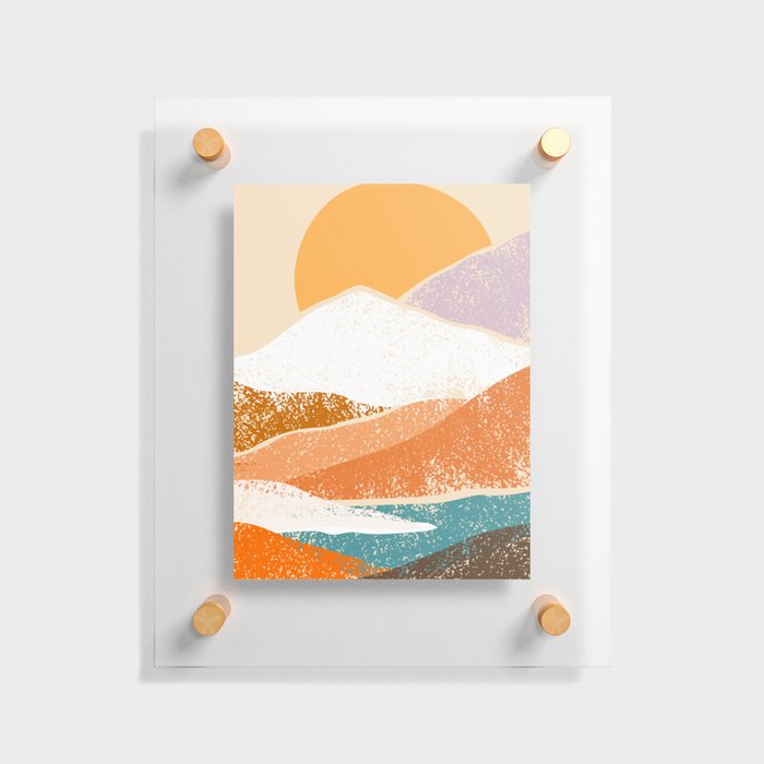 Abstract sunset mountain landscape painting art print Floating Acrylic Print