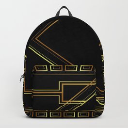 art deco gatsby black and gold lines geometric pattern Backpack