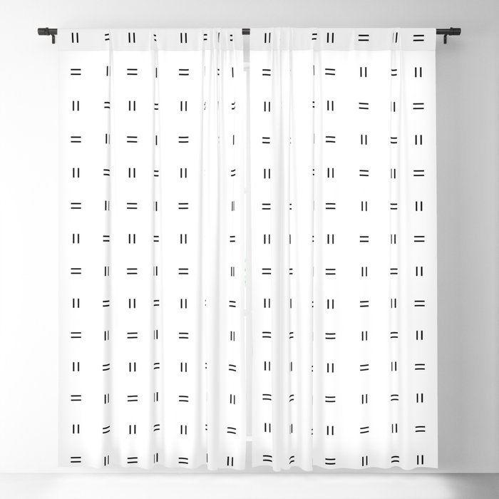 Minimal Black Lines on White - Modern Scandi Chic Geometric Block Print Pattern Blackout Curtain