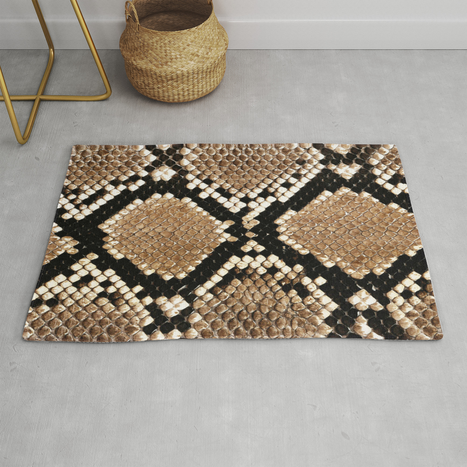 Pastel Brown Black White Snakeskin Animal Pattern Rug By Pink Water Society6