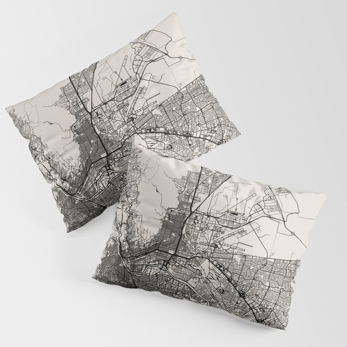 El Paso Black & White Map Pillow Sham