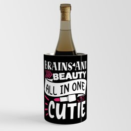 Brains And Beauty All In One Cutie Makeup Quote Wine Chiller