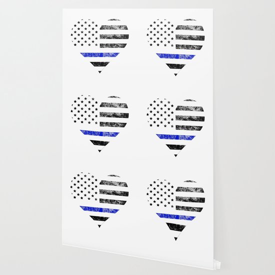 Thin Blue Line Police Officer Leo Usa America Flag Heart Gift Cop