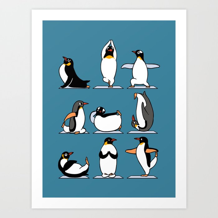 Penguin Yoga Art Print