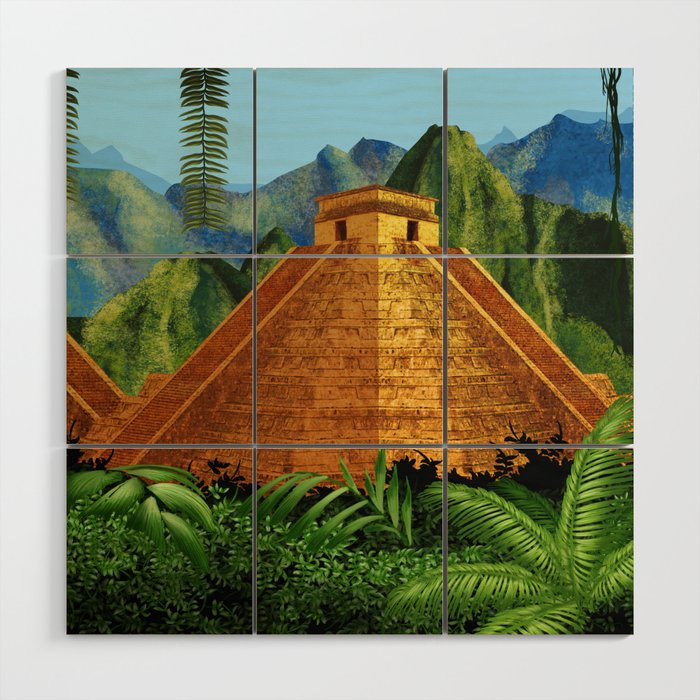 Elegant EL DORADO, City of Gold discovering - Digital painting + Collage Wood Wall Art