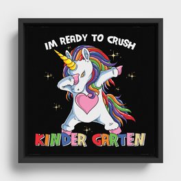 Ready To Crush Kindergarten Dabbing Unicorn Framed Canvas
