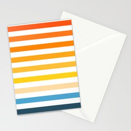 Ohlala - Blue Yellow Red Colourful Minimalistic Retro Stripe Art Design Pattern Stationery Card