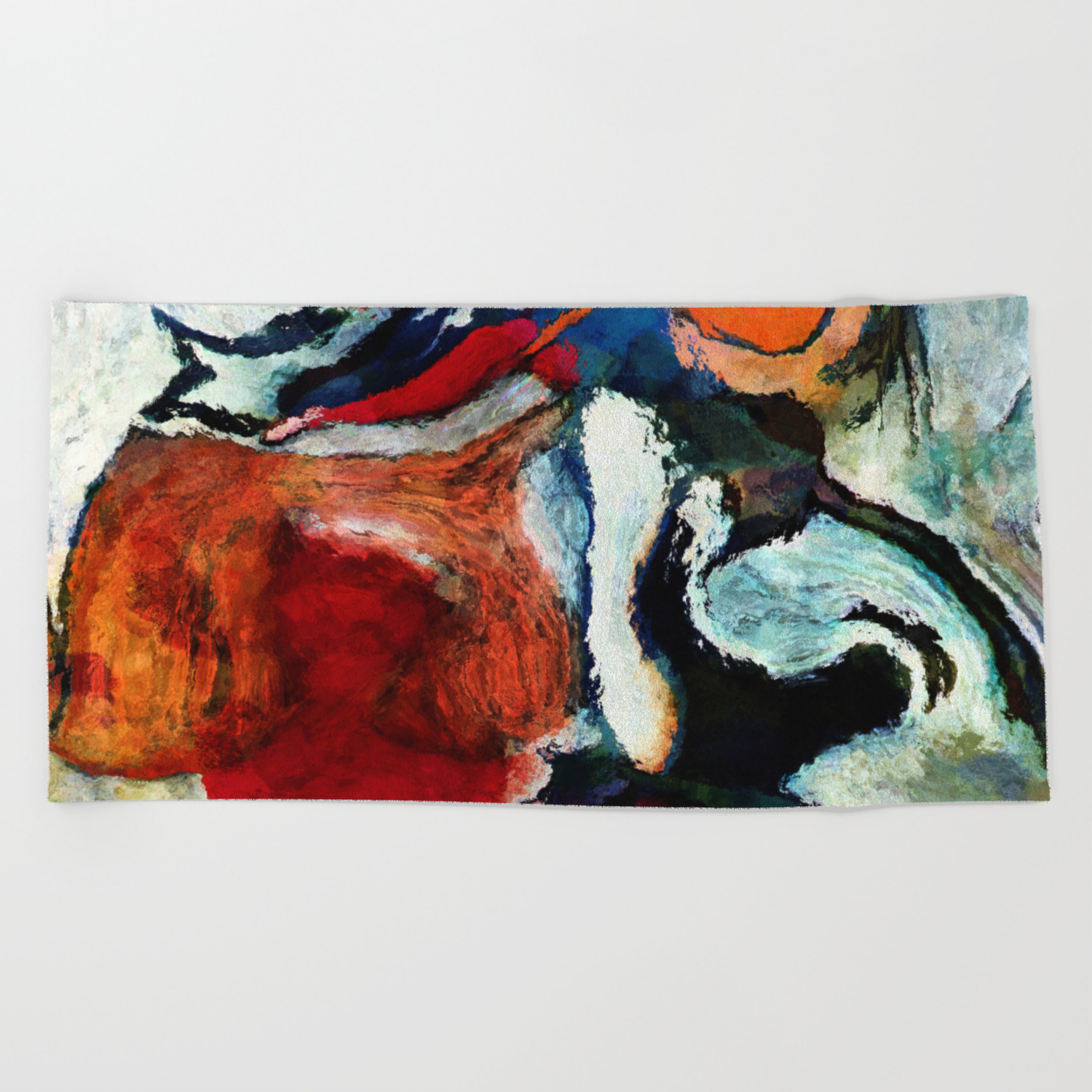 Orange Abstract Art Surrealist Painting Beach Towel By