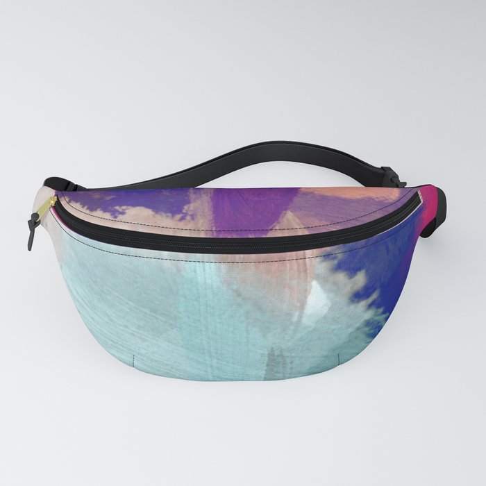 abstract splatter brush stroke painting texture background in blue pink purple Fanny Pack