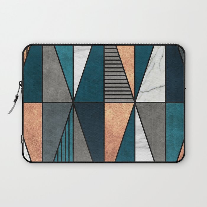 Copper, Marble and Concrete Triangles with Blue Laptop Sleeve