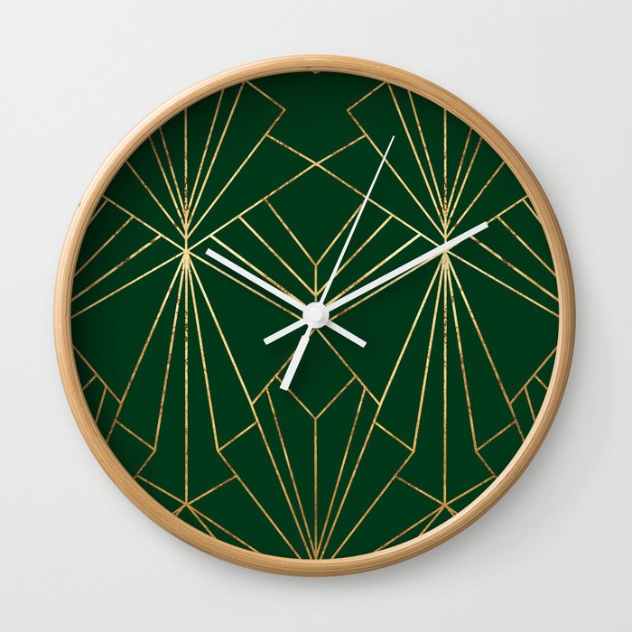 Art Deco in Emerald Green - Large Scale Wall Clock