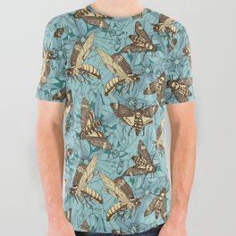 Death's-head hawkmoth teal All Over Graphic Tee