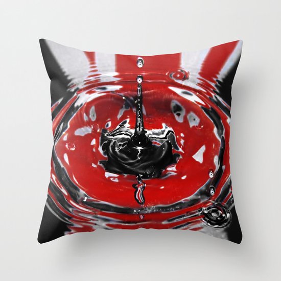 Black & Red Water Art. Throw Pillow