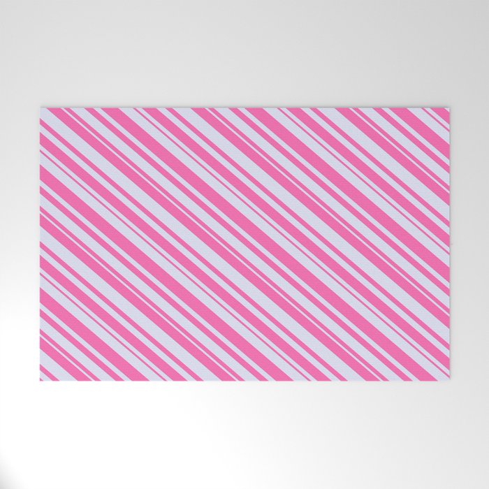 Lavender and Hot Pink Colored Lines Pattern Welcome Mat