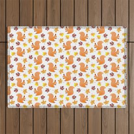 Squirrels in autumn Outdoor Rug