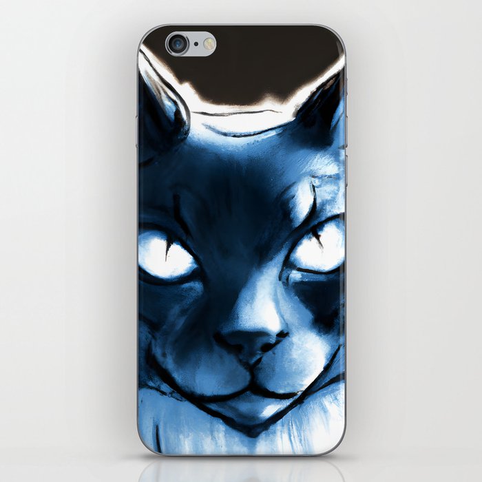 Blue cat anime illustration iPhone Skin