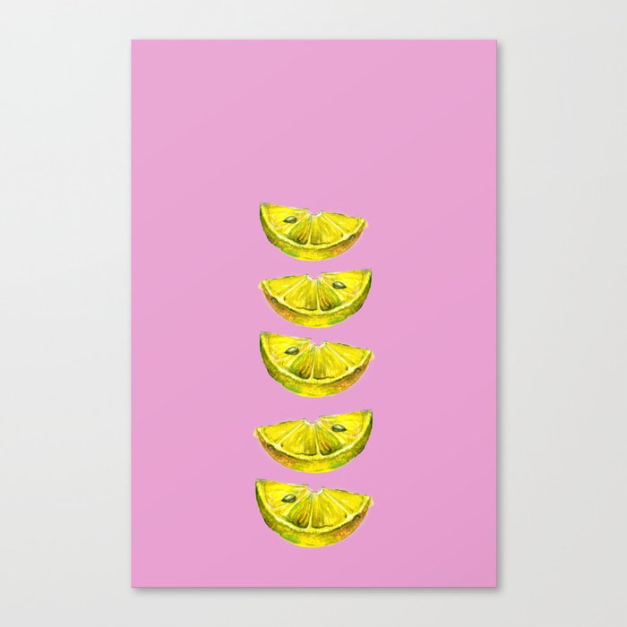 Lemon Slices Pink Canvas Print