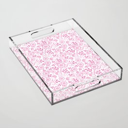 Pink Eastern Floral Pattern Acrylic Tray