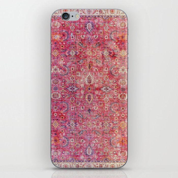 N45 - Pink Vintage Traditional Moroccan Boho & Farmhouse Style Artwork. iPhone Skin